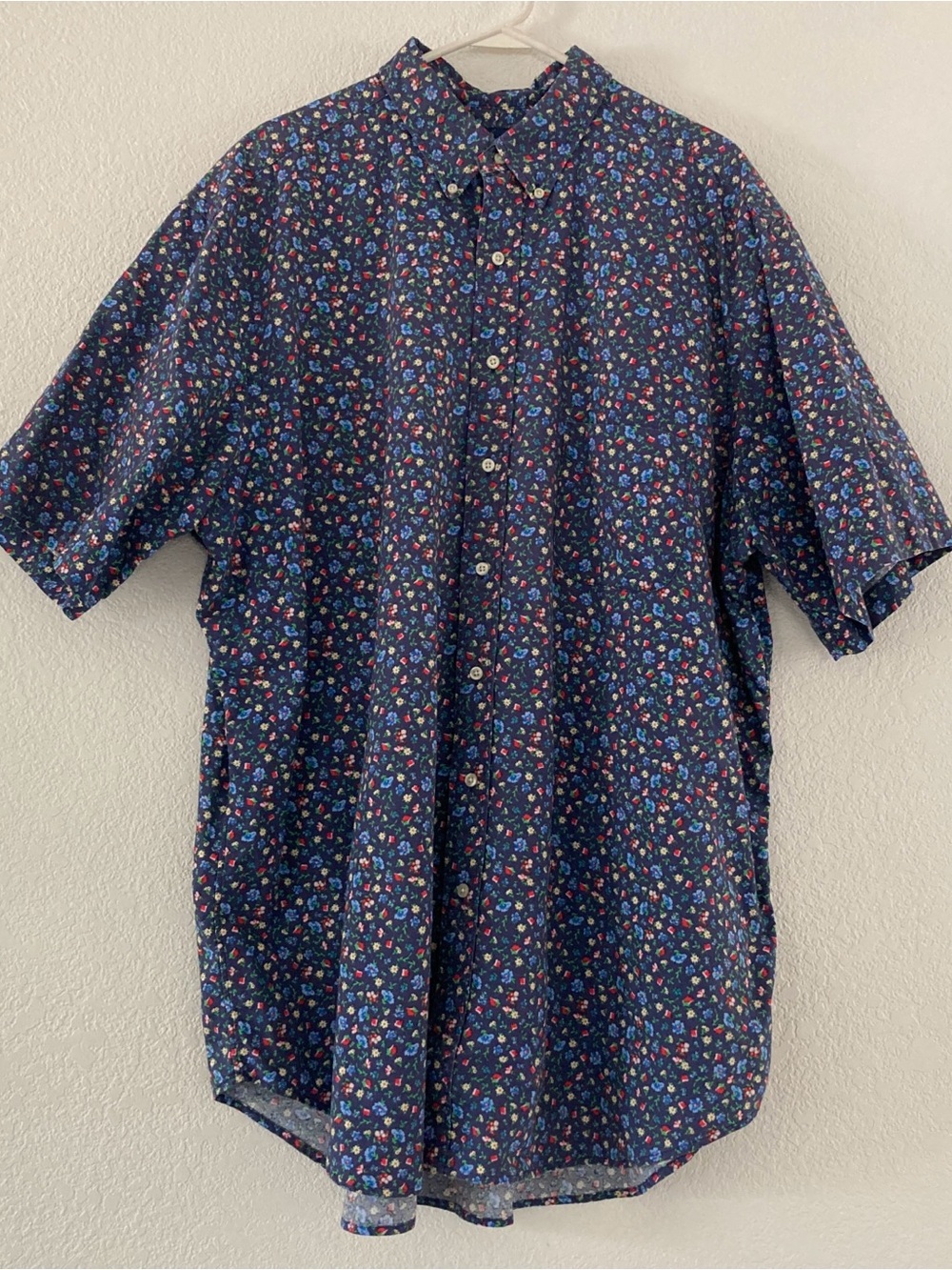 Ralph Lauren Men's Sz 2XLT Tall Blue Multicolor Floral Button Down Shirt Resort